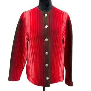 Vintage Jersey Modeller Iceland Lambs Wool Cardigan Sweater Sweden‎ M 12 Stripe